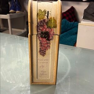Decorative Wooden Wine Box with Grape Design